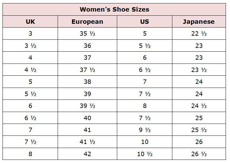 women's international shoe size conversion chart
