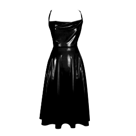 Atsuko Kudo Latex Bambi Flared Dress in supatex black