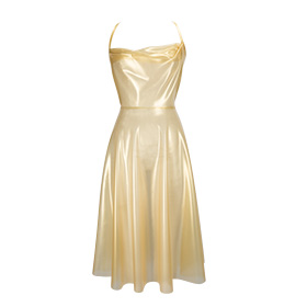 Atsuko Kudo Latex Bambi Flared Dress in Sheer Gold