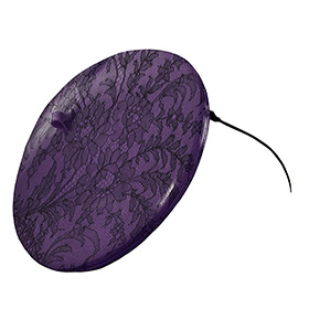 Atsuko Kudo Latex Beret in Semi-Trans Violet Lace