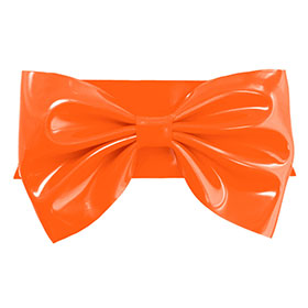 Atsuko Kudo Latex Bow Belt in Supatex Orange