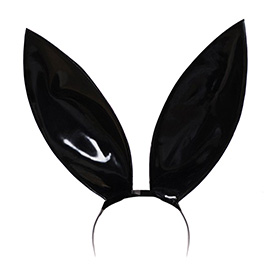 Atsuko Kudo Latex 12 inch Bunny Ears on Headband in supatex black