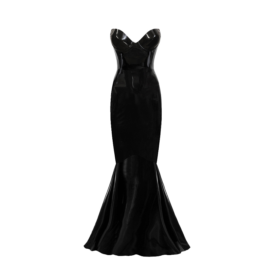 Atsuko Kudo Latex Candy Cup Ariel Gown in Supatex Black