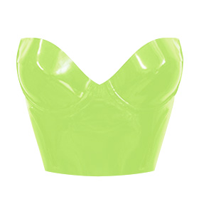 Atsuko Kudo Latex Candy Cup Basque W Top in Vibrant Lime Green