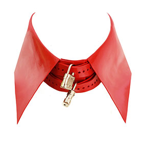 Atsuko Kudo Latex Collar with Padlock in Supatex Red