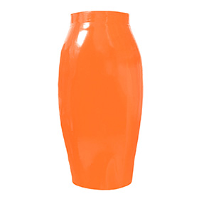 Atsuko Kudo Latex Crystal Pencil Skirt in Supatex Orange
