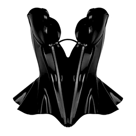 Atsuko Kudo Latex Double Tulip Cup Corset in Supatex Black