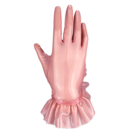 Atsuko Kudo Latex Drama Frill Wrist Gloves in ST Pink
