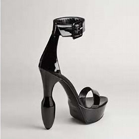 Atsuko Kudo Latex England Star Sandals in Black Patent Leather