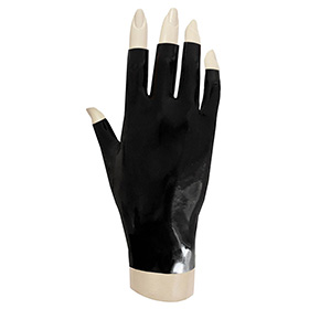 Atsuko Kudo Latex Finger Tipless Wrist Gloves in supatex black