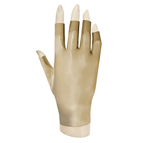 Atsuko Kudo Latex Finger Tipless Wrist Gloves in supatex semi-trans cloud grey