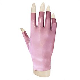 Atsuko Kudo Latex Finger Tipless Wrist Gloves in Semi-Trans Lilac