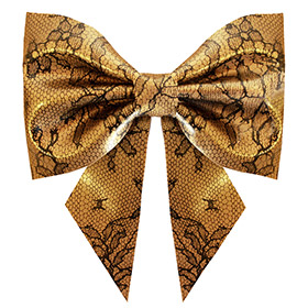 Atsuko Kudo Latex Hair Bow in Antique Gold Lace