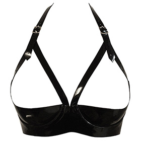 Atsuko Kudo Latex Halter Neck 1/2 Cup Bra in Supatex Black