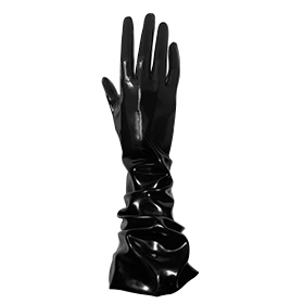 Atsuko Kudo Latex Handmade Elbow Length Ruched Gloves in Supatex Black