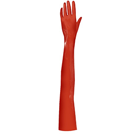 Atsuko Kudo Latex Handmade Opera Gloves in Supatex Red