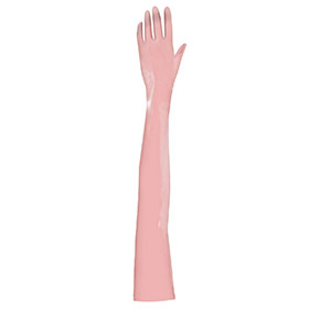 Atsuko Kudo Latex Handmade Opera Gloves in Semi-Trans Pink