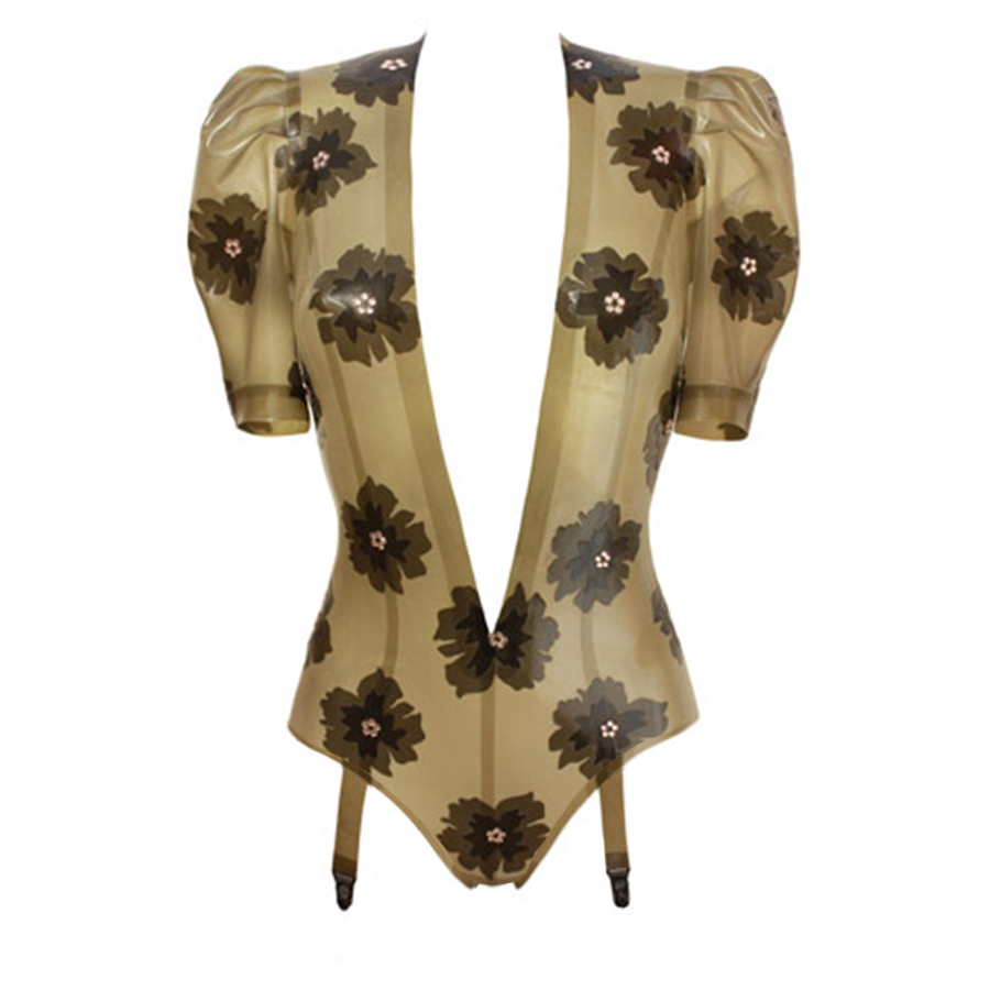 Atsuko Kudo Latex Jessica Bodysuit in Semi-Trans Cloud Grey