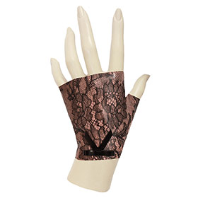 Atsuko Kudo Latex Knuckle Gloves in Semi-Trans Pink Lace