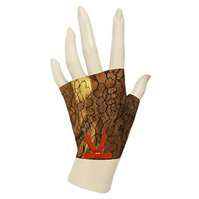 Atsuko Kudo Latex Knuckle Gloves in Antique Gold Lace