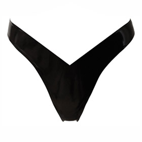 Atsuko Kudo Latex Deep V G-String in Supatex Black