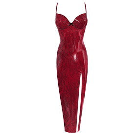 Atsuko Kudo Latex Lady P Evening Dress in pearlsheen red lace