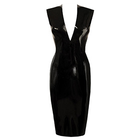 Atsuko Kudo Latex Sleeveless Linde Pencil Dress in Supatex Black
