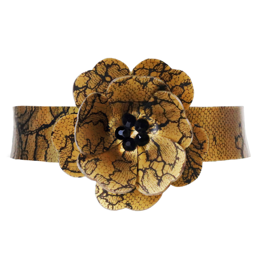 Atsuko Kudo Latex Line Choker in Pearlsheen Antique Gold Lace