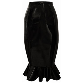Atsuko Kudo Latex Mini Kick Hem Skirt in Supatex Black