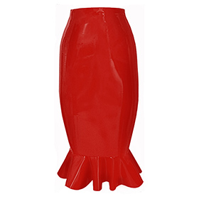Atsuko Kudo Latex Mini Kick Hem Skirt in Supatex Red