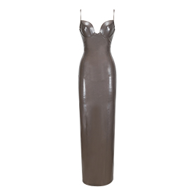 Atsuko Kudo Latex Miss T Column Dress in Metallic Platinum