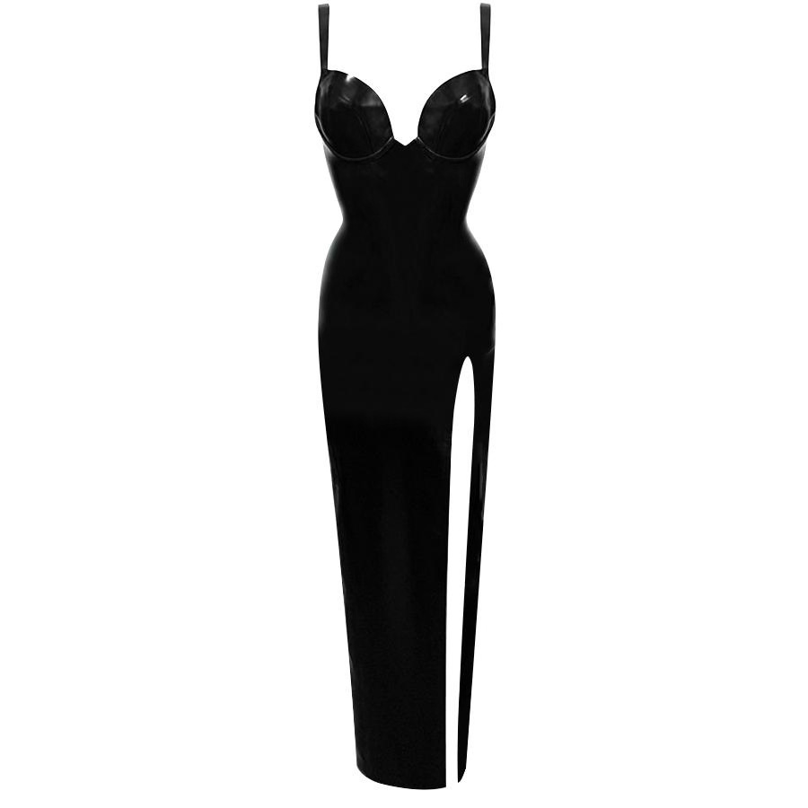 Atsuko Kudo Latex Miss T Evening Dress   in supatex black