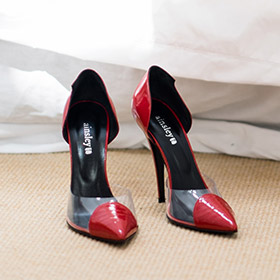 Atsuko Kudo Latex Handmade Italian Mme. Ambivalent Shoes in Crimson