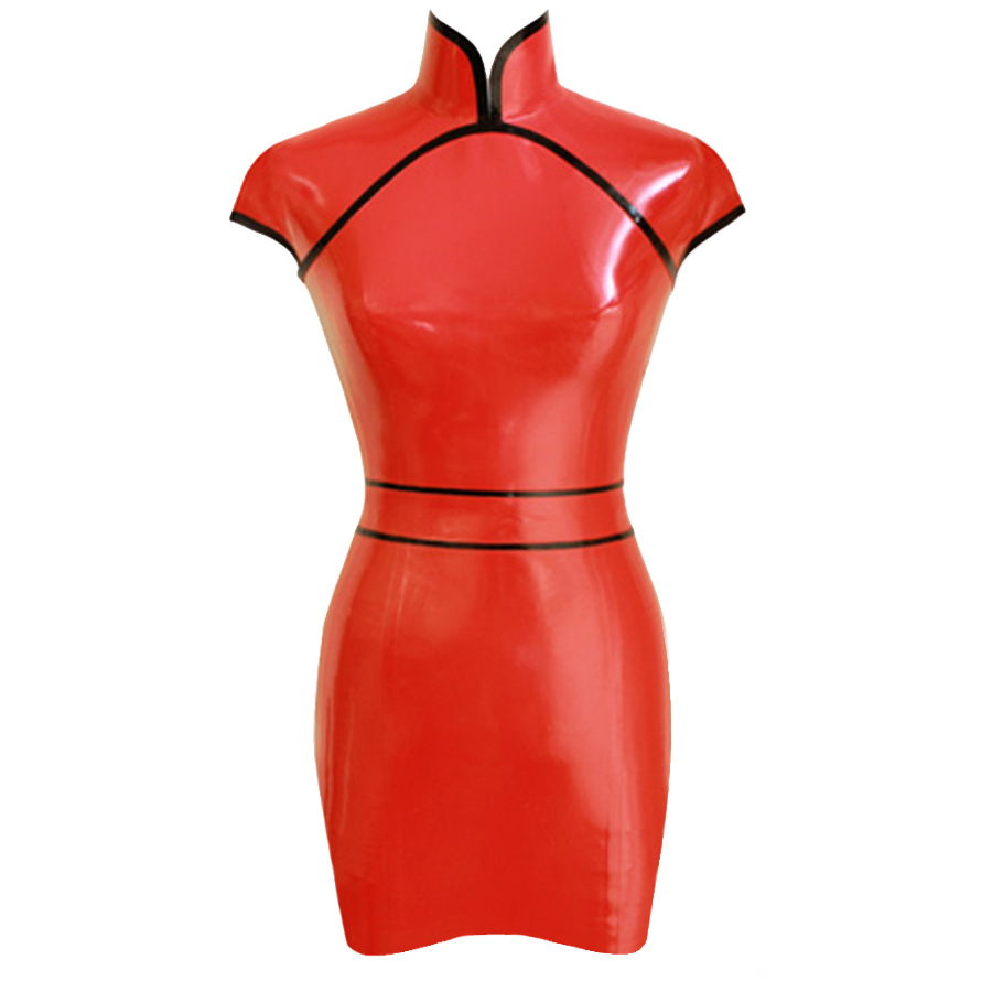 Atsuko Kudo Latex RT チャイナミニドレス with ベルト in 