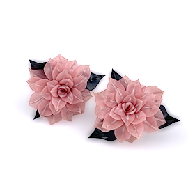 Atsuko Kudo Latex Restricted Rose Earrings in ST Pink / ST Black