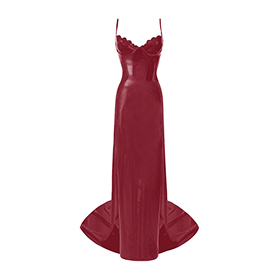 Atsuko Kudo Latex Restricted Scallop Cup Ball Gown in Supatex Plum