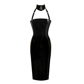 Atsuko Kudo Latex Restricted Strapless Pencil Dress in supatex black