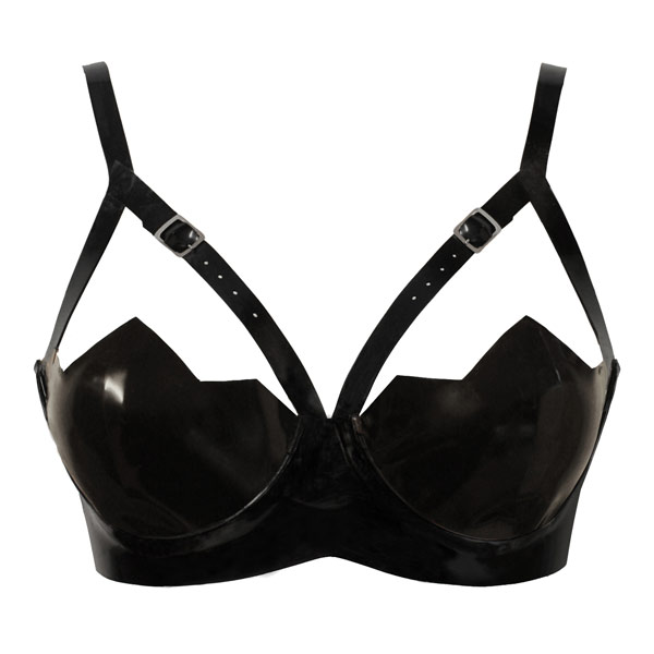 Latex Restricted Zigzag Cup Bra