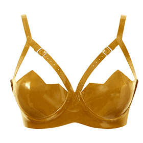 Atsuko Kudo Latex Restricted Zigzag Cup Bra in Antique Gold