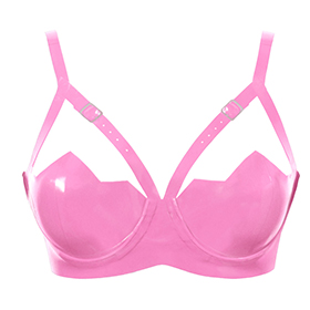 Atsuko Kudo Latex Restricted Zigzag Cup Bra in bubblegum pink