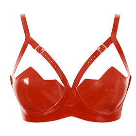 Atsuko Kudo Latex Restricted Zigzag Cup Bra in Supatex Red