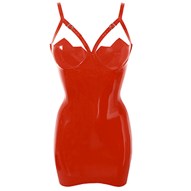 Atsuko Kudo Latex Restricted ZigZag Cup Mini Dress in Supatex Red