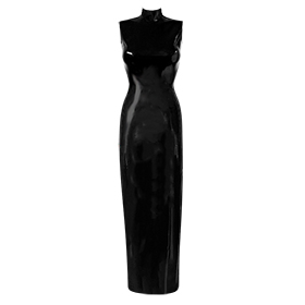 Atsuko Kudo Latex Sleeveless Joy Column Dress in Supatex Black