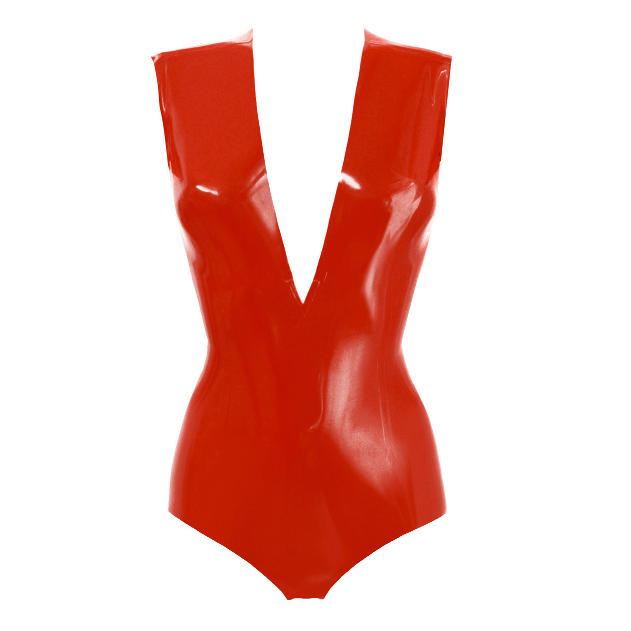 Atsuko Kudo Latex Sleeveless Linde Bodysuit  in supatex red