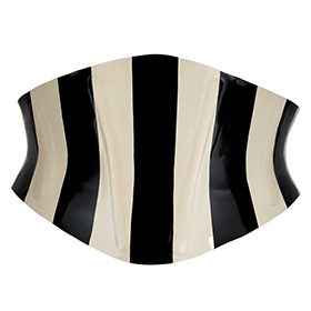 Atsuko Kudo Latex Striped Katy Waspie in Supatex Black, Supatex White