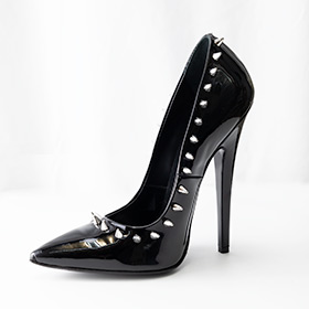 Atsuko Kudo Latex Handmade Italian Talonissima Shoes in Black Patent Leather