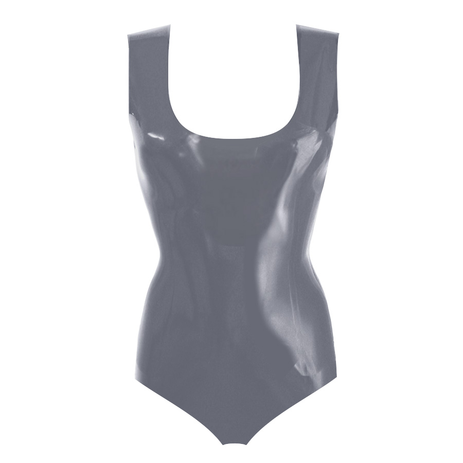 Atsuko Kudo Latex Vest Bodysuit in pearlsheen pewter