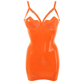 Atsuko Kudo Latex Restricted ZigZag Cup Mini Dress in Supatex Orange