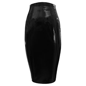 Atsuko Kudo Latex Zip Tight Pencil Skirt in Supatex Black