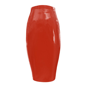 Atsuko Kudo Latex Zip Tight Pencil Skirt in supatex red